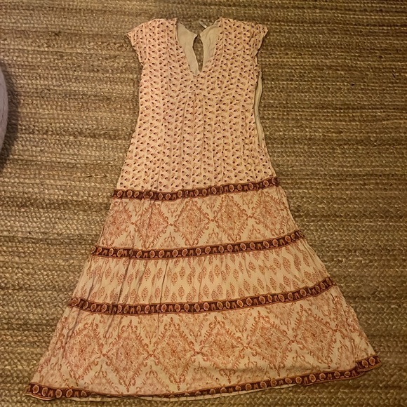 Free People pink, cream and floral boho long maxi  dress 🌺 🥀 🌸 - Picture 1 of 8